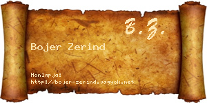 Bojer Zerind névjegykártya